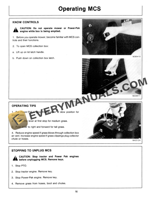 John Deere Tilt Dump Material Collection System (MCS) 300 and 400 Tractors Operator Manual OMM77689-3