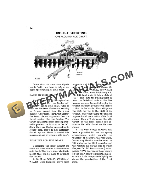 John Deere WHA WHEEL-TYPE OFFSET DISK HARROWS Operator Manual OMW15473-3