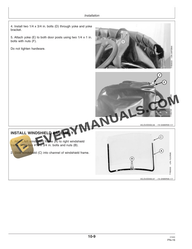 John Deere Weathershield For 4100 Tractor Operator Manual OMTY24825-2