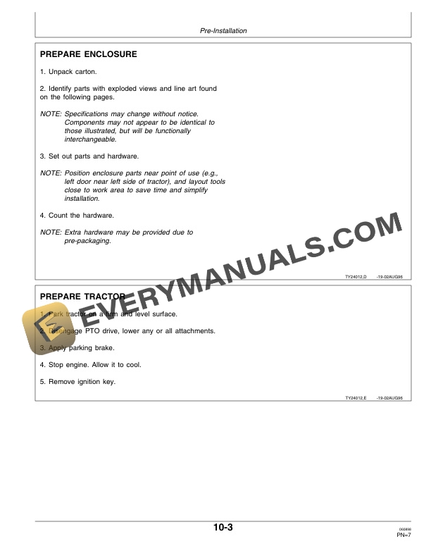 John Deere Weathershield For 6405, 6605, and 7405 Tractors TY24507 Operator Manual OMTY24536-2