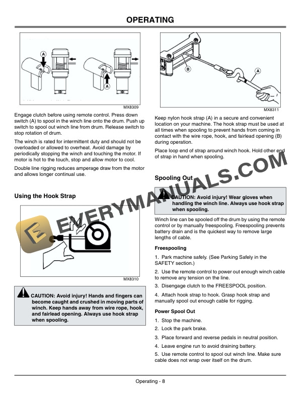 John Deere Winch for X400 X500 Series Tractors Operator Manual OMM147632-2
