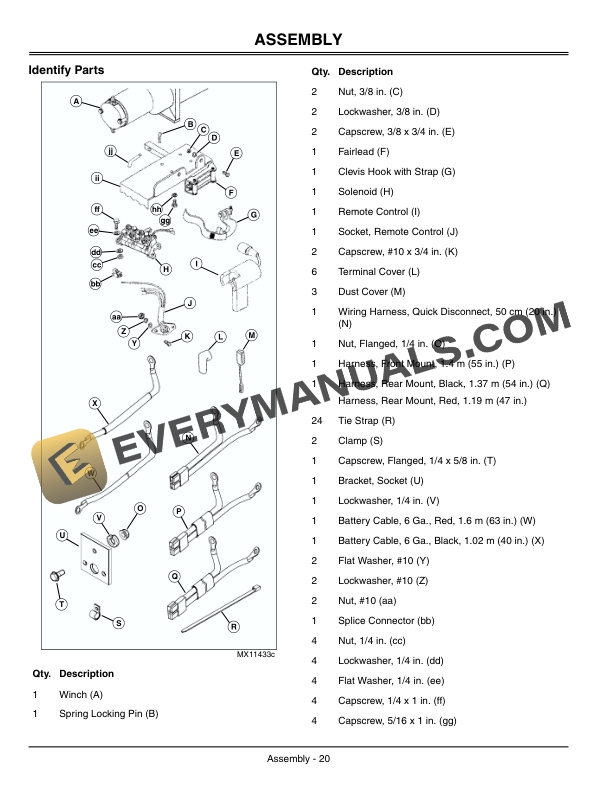 John Deere Winch for X400 X500 Series Tractors Operator Manual OMM147632-3