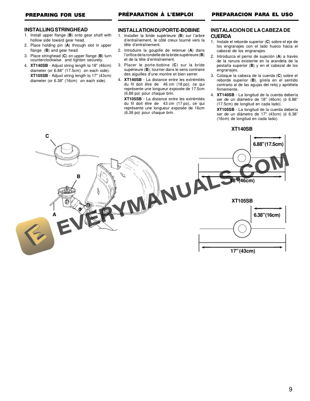 John Deere XT105SB – UT15144 XT140SB – UT15149 STRING TRIMMER BRUSHCUTTER Operator Manual OMPS01090-2
