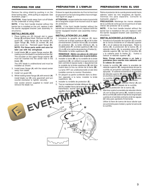 John Deere XT140B UT15147 STRING TRIMMER BRUSHCUTTER Operator Manual OMPS01078-2