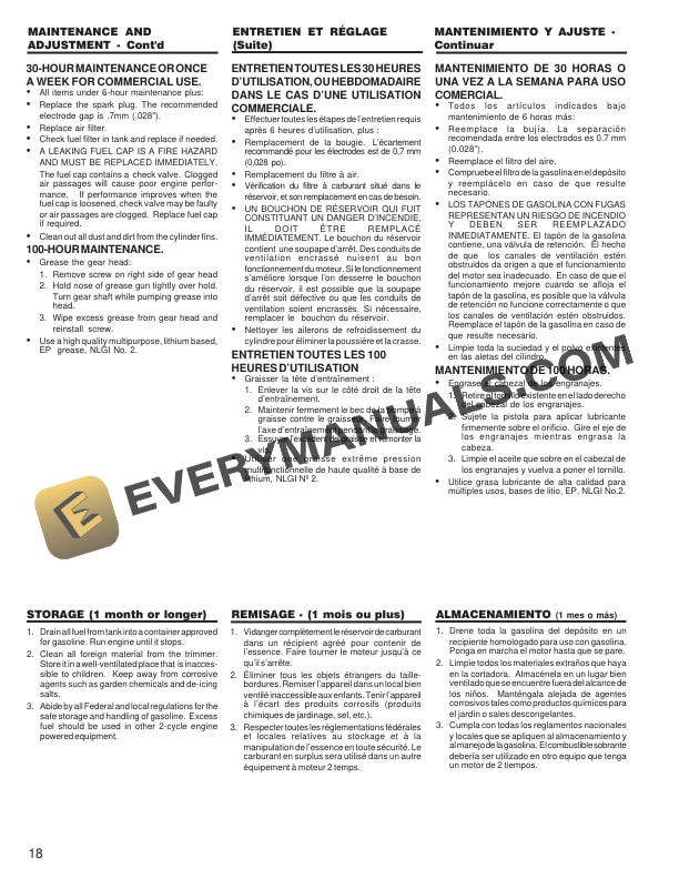 John Deere XT140B UT15147 STRING TRIMMER BRUSHCUTTER Operator Manual OMPS01078-3