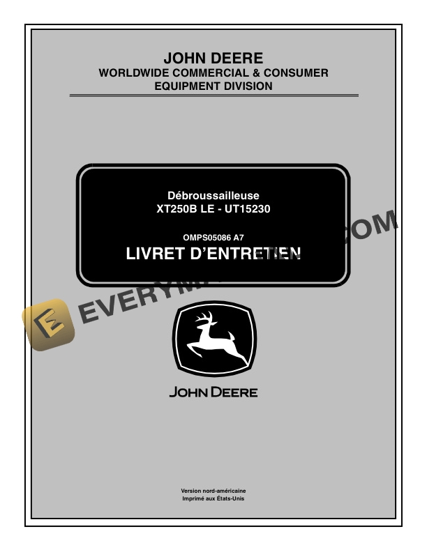 John Deere XT250B LE – UT15230 Brushcutter Operator Manual OMPS05086-2