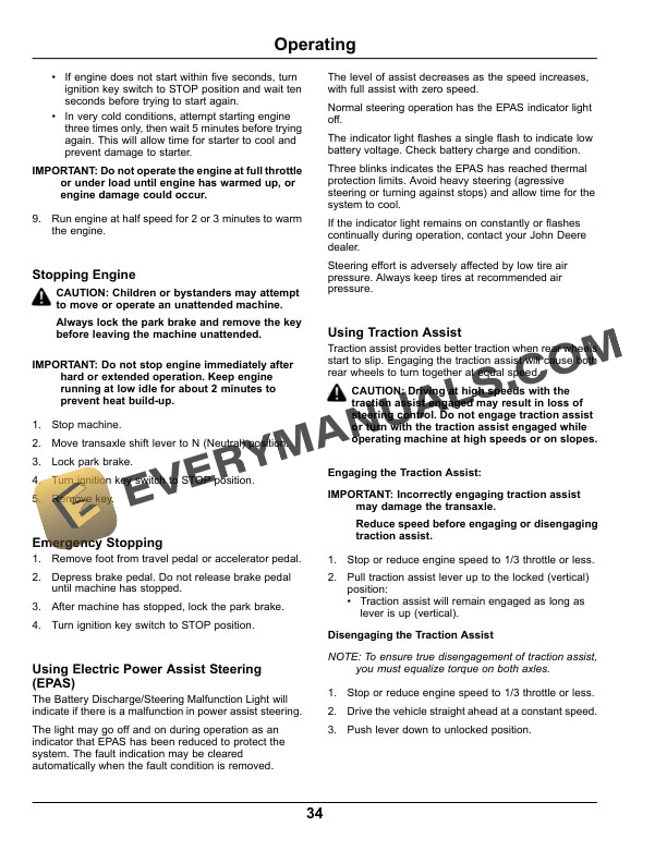John Deere XUV 855D S4 Gator Utility Vehicle Operator Manual OMM175989 4 John Deere XUV 855D S4 Gator Utility Vehicles Operator Manual OMM175989-2