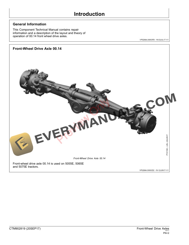 John Deere 00.14 Front Wheel Drive Axles Component Technical Manual CTM902819 20SEP17 2