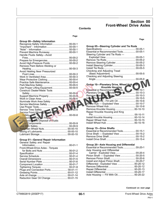 John Deere 00.14 Front Wheel Drive Axles Component Technical Manual CTM902819 20SEP17 5