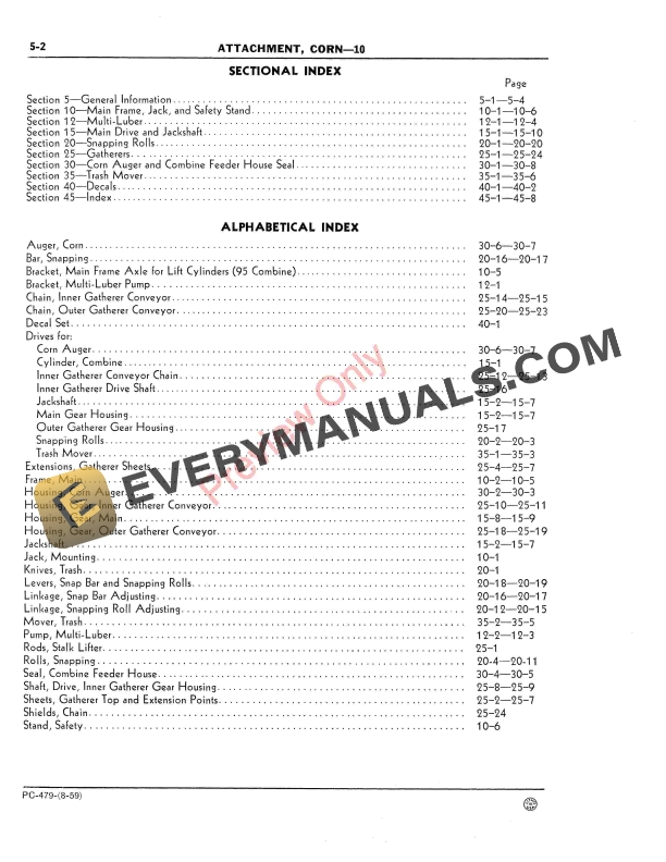 John Deere 10 Corn Attachment Parts Catalog PC479 01AUG59-4