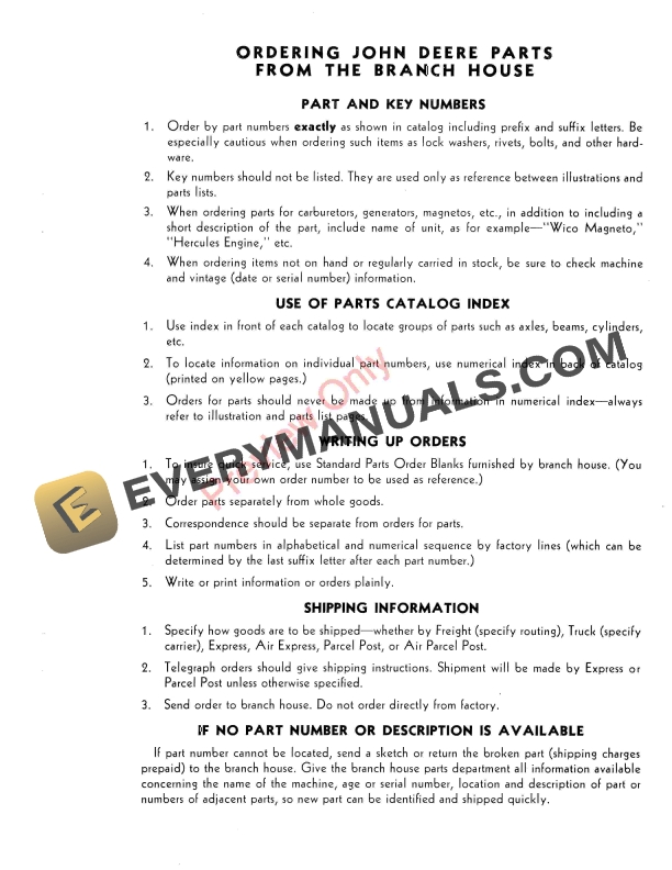 John Deere 10 Corn Attachment Parts Catalog PC479 01AUG59-5