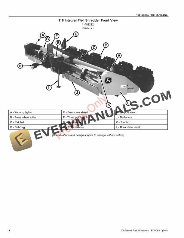 John Deere 100 Series Flail Shredders Parts Catalog PC6063 31MAY22-4