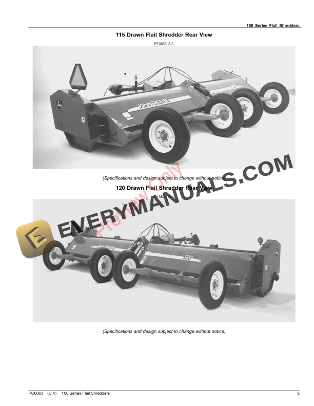 John Deere 100 Series Flail Shredders Parts Catalog PC6063 31MAY22-5