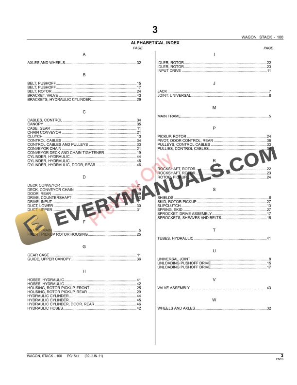 John Deere 100 Stack Wagon Parts Catalog PC1541 02JUN11-5