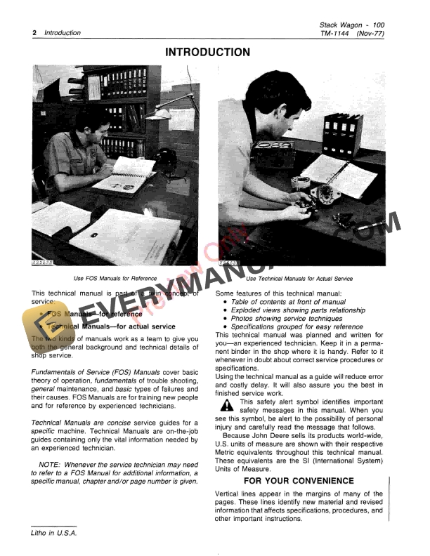 John Deere 100 Stack Wagon Technical Manual TM1144 01NOV77 4