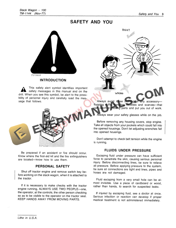 John Deere 100 Stack Wagon Technical Manual TM1144 01NOV77 5