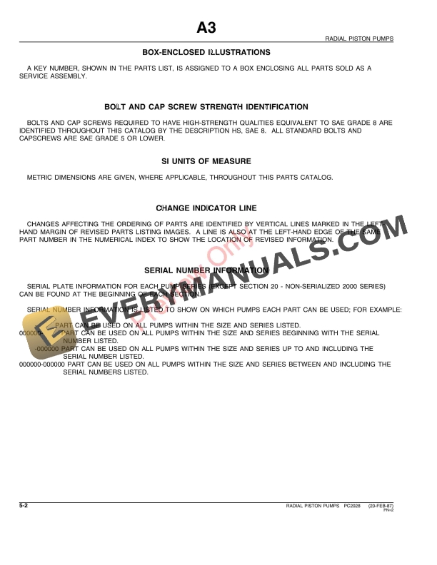 John Deere 1000, 2000, 3000 OEM Series Radial Piston Pumps Parts Catalog PC2028 11MAY11-4