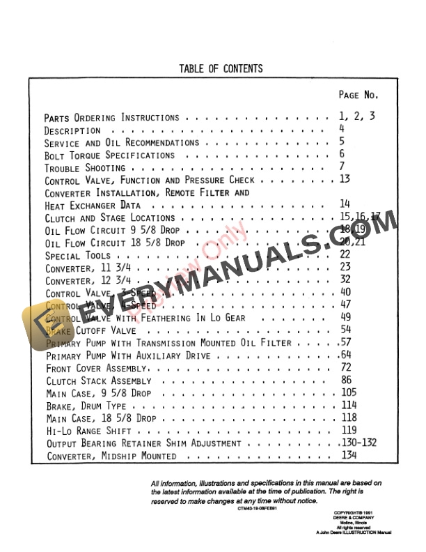 John Deere 1000 Series Powershift Transmission Component Technical Manual 4005057 27JUL04 3