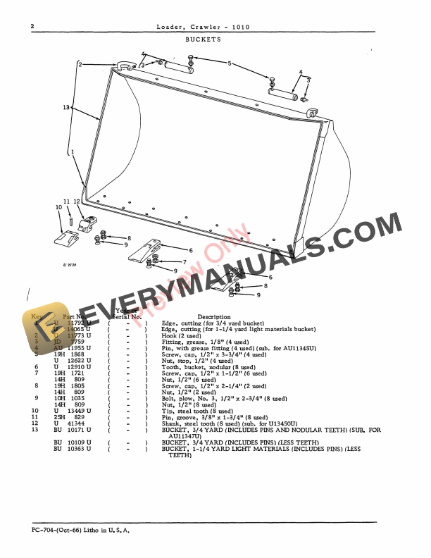 John Deere 1010 Crawler Loader Parts Catalog PC704 01OCT66-4