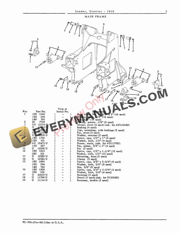 John Deere 1010 Crawler Loader Parts Catalog PC704 01OCT66-5