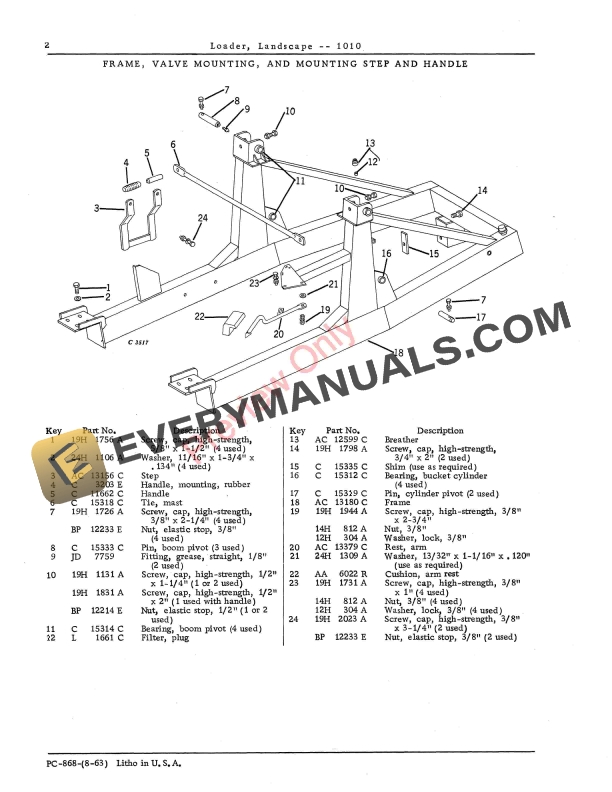 John Deere 1010 Landscape Loader Parts Catalog PC868 01AUG63-4