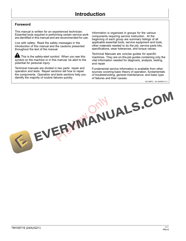 John Deere 1023E and 1026R Compact Utility Tractor, (010001-) Technical Manual TM109719 24AUG21 4 John Deere 1023E and 1026R Compact Utility Tractor 010001 Technical Manual TM109719 24AUG21 2