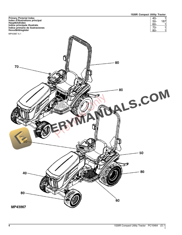 John Deere 1026R COMPACT UTILITY TRACTOR Parts Catalog PC10464 26NOV23 4