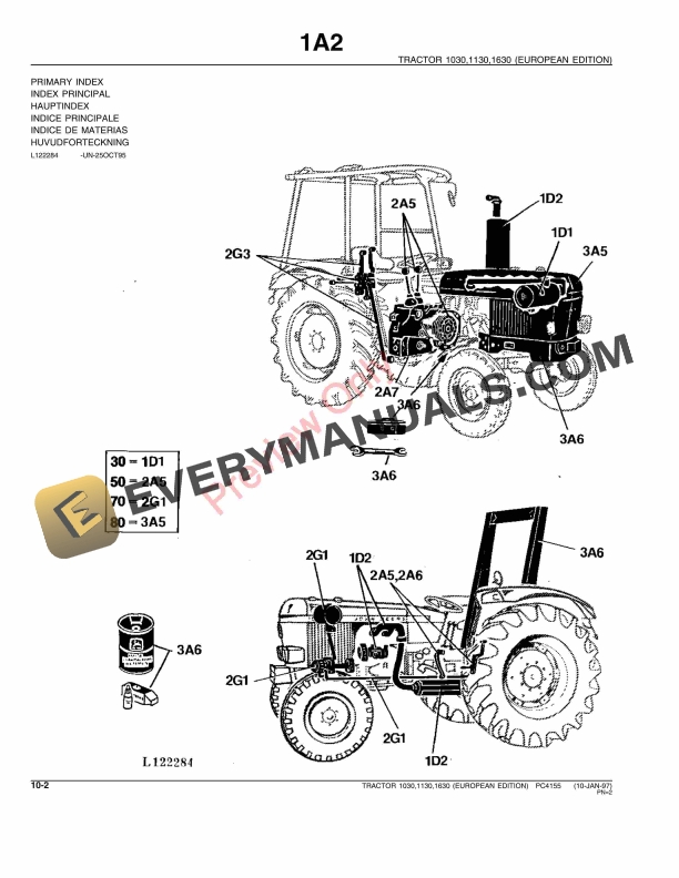 John Deere 1030, 1130, 1630 Tractor Parts Catalog PC4155 09MAY11-4