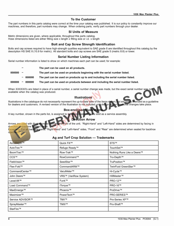 John Deere 1030 Max Planter Plus Parts Catalog PC6094 06AUG23-4