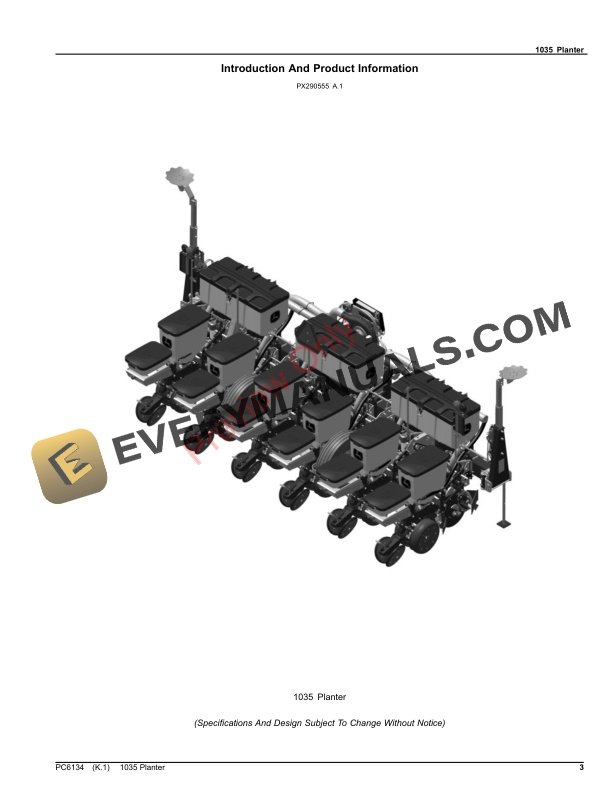 John Deere 1035 Planter Parts Catalog PC6134 15OCT23-3