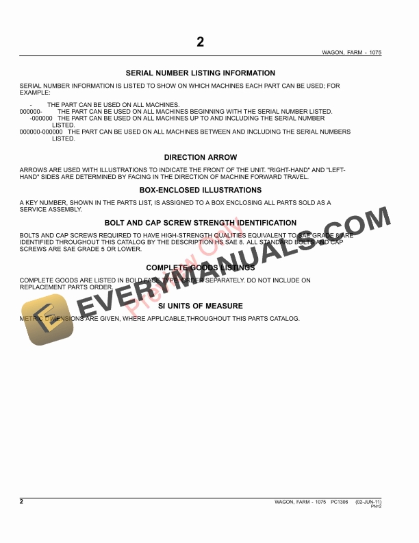 John Deere 1075 Farm Wagon Parts Catalog PC1306 02JUN11-4