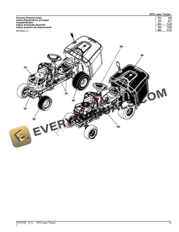 John Deere 107H Tractor Parts Catalog PC10748 09NOV23 3