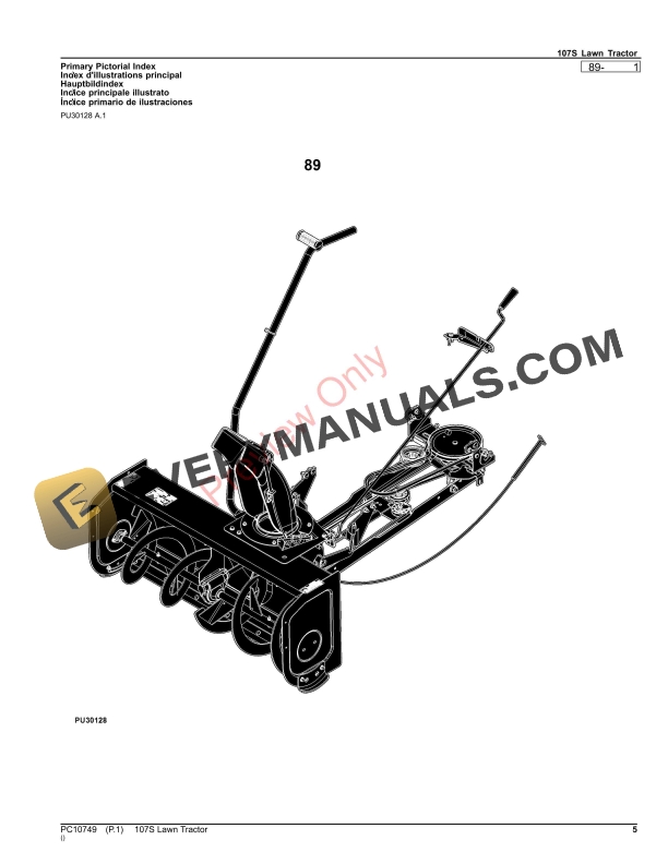 John Deere 107S Tractor Parts Catalog PC10749 03SEP23 5