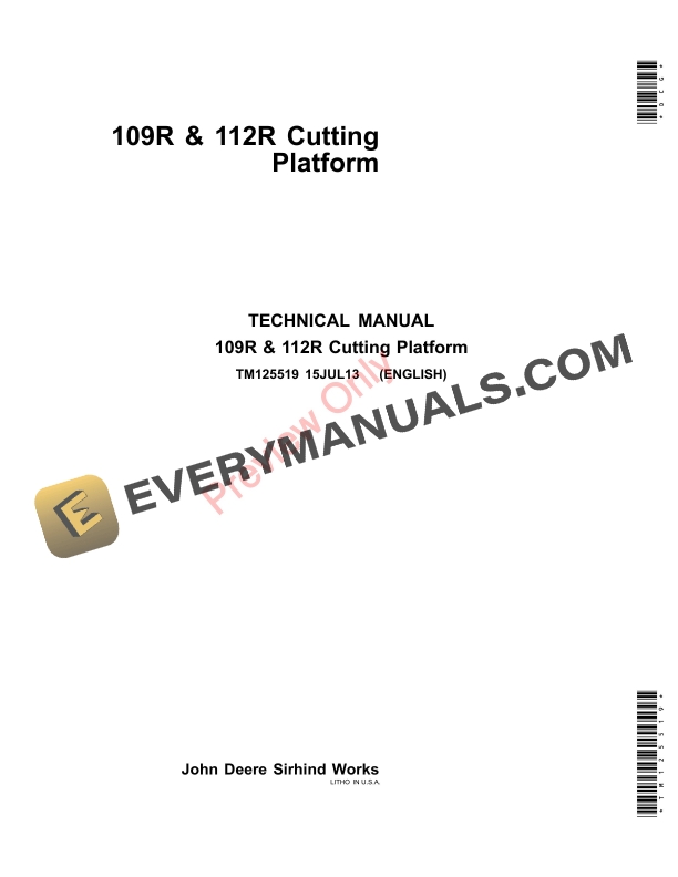 John Deere 109R and 112R Cutting Platforms Technical Manual TM125519 15JUL13-1