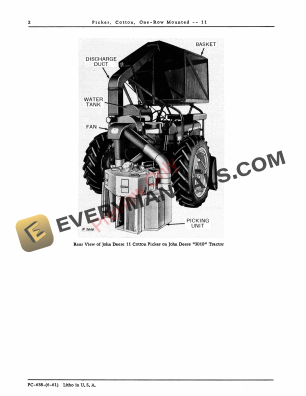 John Deere 11 Cotton Picker - One-Row Mounted Parts Catalog PC638 01JUN61 5 John Deere 11 Cotton Picker – One-Row Mounted Parts Catalog PC638 01JUN61-4