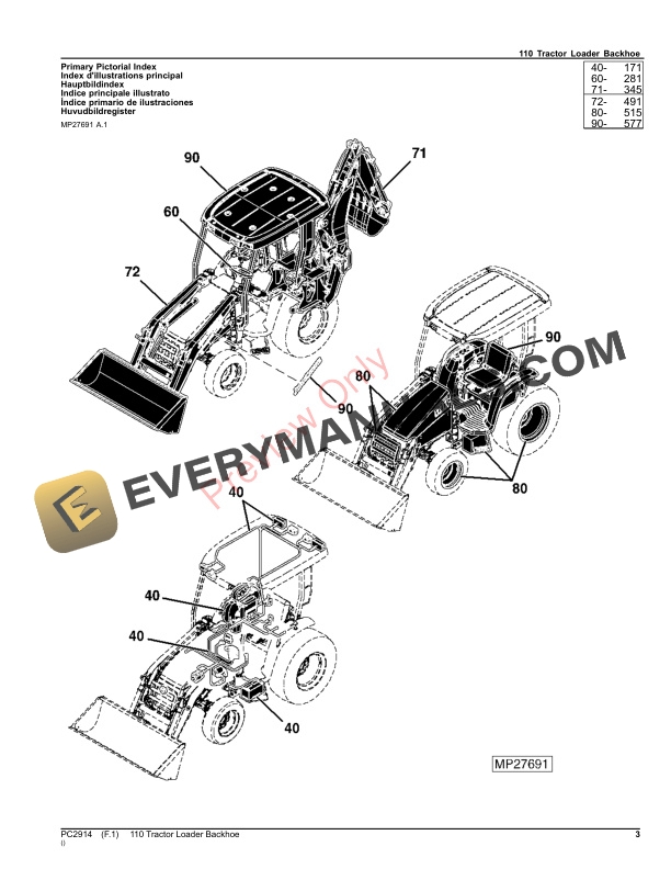 John Deere 110 Tractor Loader Backhoe Parts Catalog PC2914 09OCT23-3
