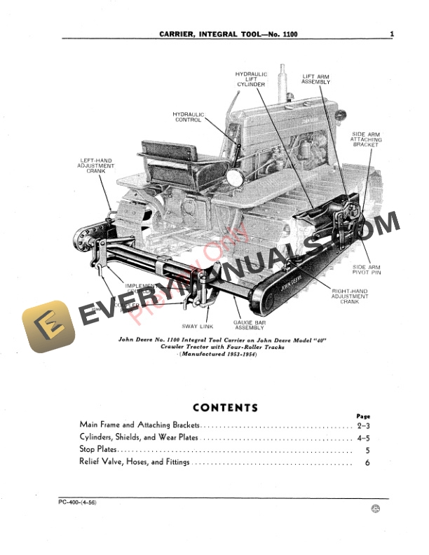 John Deere 1100 Integral Tool Carrier Parts Catalog PC400 01APR56-3