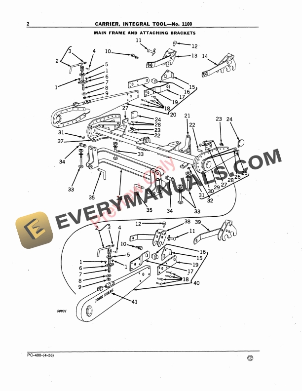 John Deere 1100 Integral Tool Carrier Parts Catalog PC400 01APR56-4