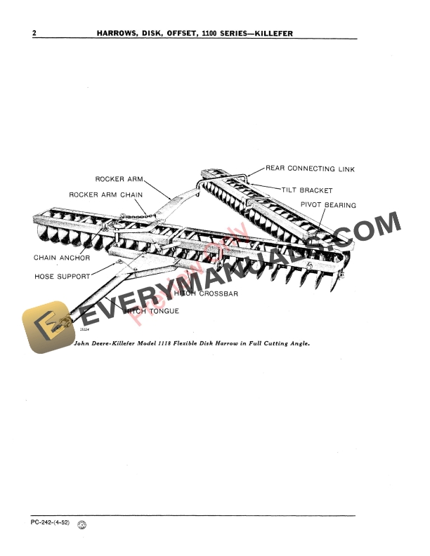 John Deere 1100 Series Killefer Offset Disk Harrow Parts Catalog PC242 01AUG56-4