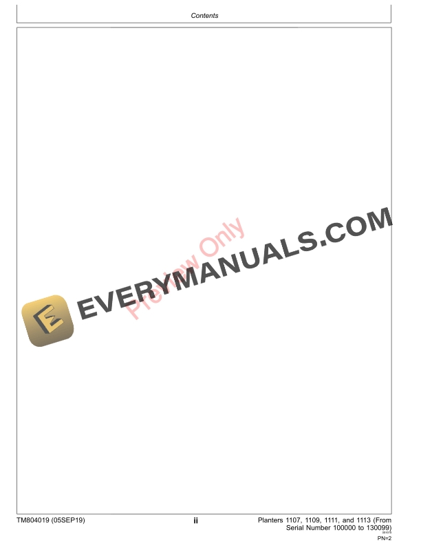 John Deere 1107 1109 1111 and 1113 Planters Technical Manual TM804019 05SEP19 4