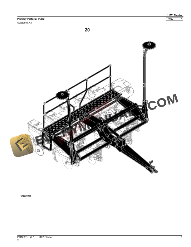 John Deere 1107 Planter Parts Catalog PC12361 16NOV23-3