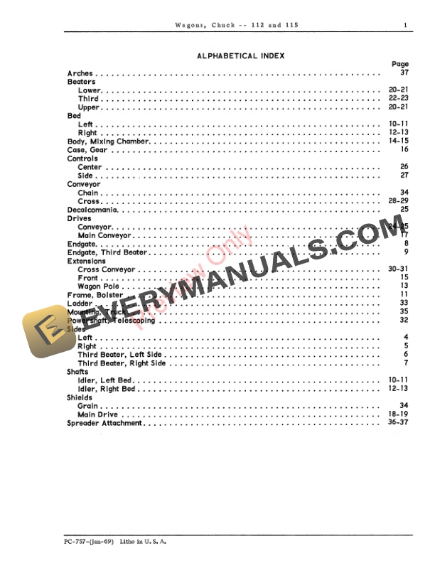 John Deere 112, 115 Chuck Wagons Parts Catalog PC757 01JAN69-3