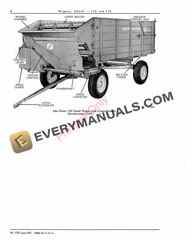 John Deere 112, 115 Chuck Wagons Parts Catalog PC757 01JAN69-4