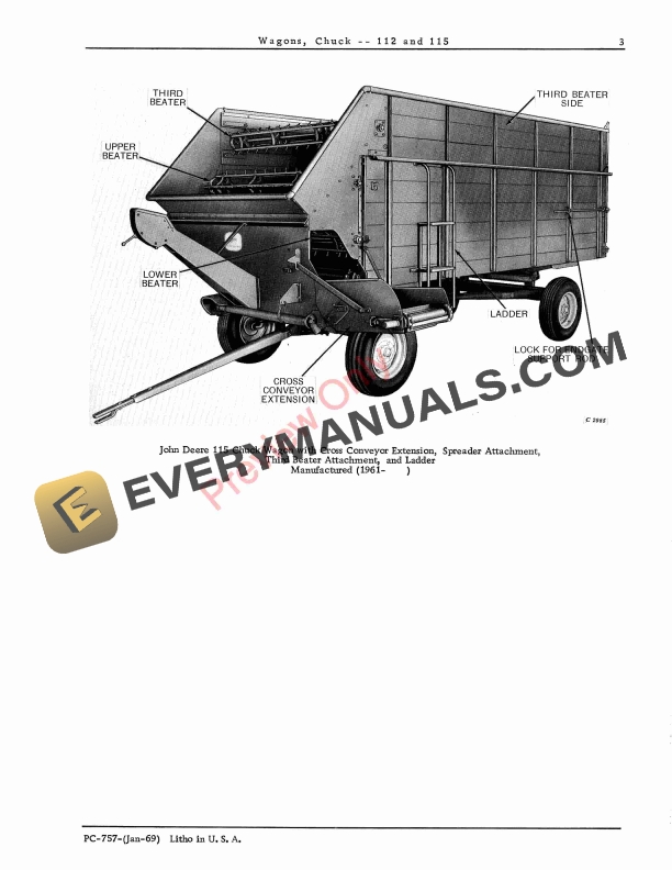 John Deere 112, 115 Chuck Wagons Parts Catalog PC757 01JAN69-5