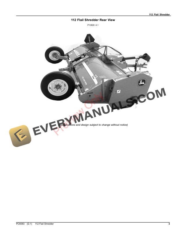 John Deere 112 Flail Shredder Parts Catalog PC6083 18SEP20-3