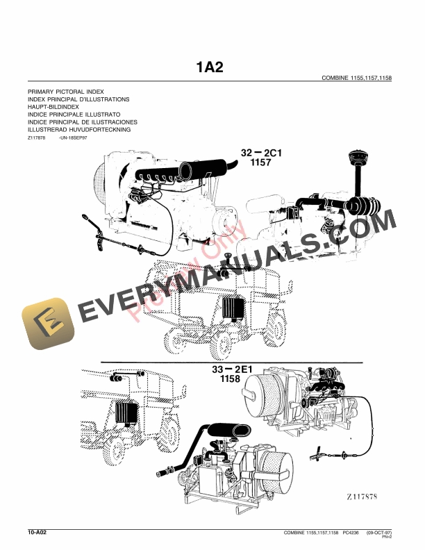 John Deere 1155, 1157 and 1158 Combines Parts Catalog PC4236 01OCT97-4
