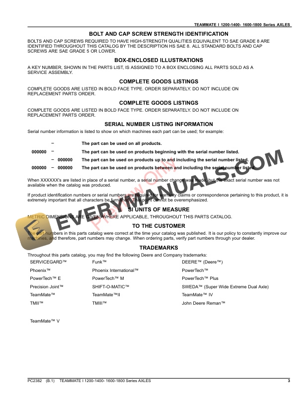 John Deere 1200-1400-1600-1800 SERIES AXLES-OEM Parts Catalog PC2382 09NOV20-3