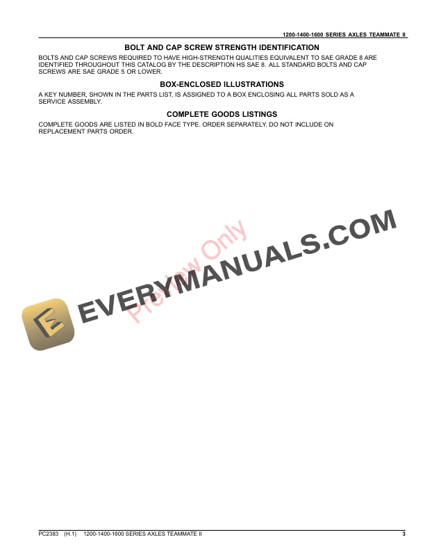 John Deere 1200-1400-1600 SERIES AXLES TEAMMATE II-OEM Parts Catalog PC2383 13APR20-3