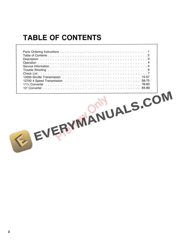 John Deere 12000 Series ShuttleTransmission Assembly Manual 4012026 01JAN96 4