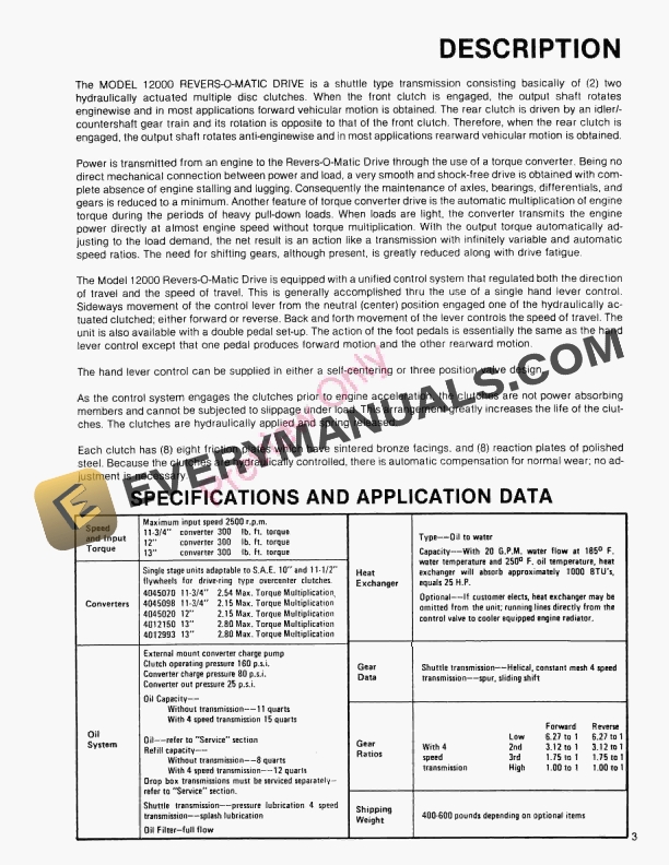 John Deere 12000 Series ShuttleTransmission Assembly Manual 4012026 01JAN96 5